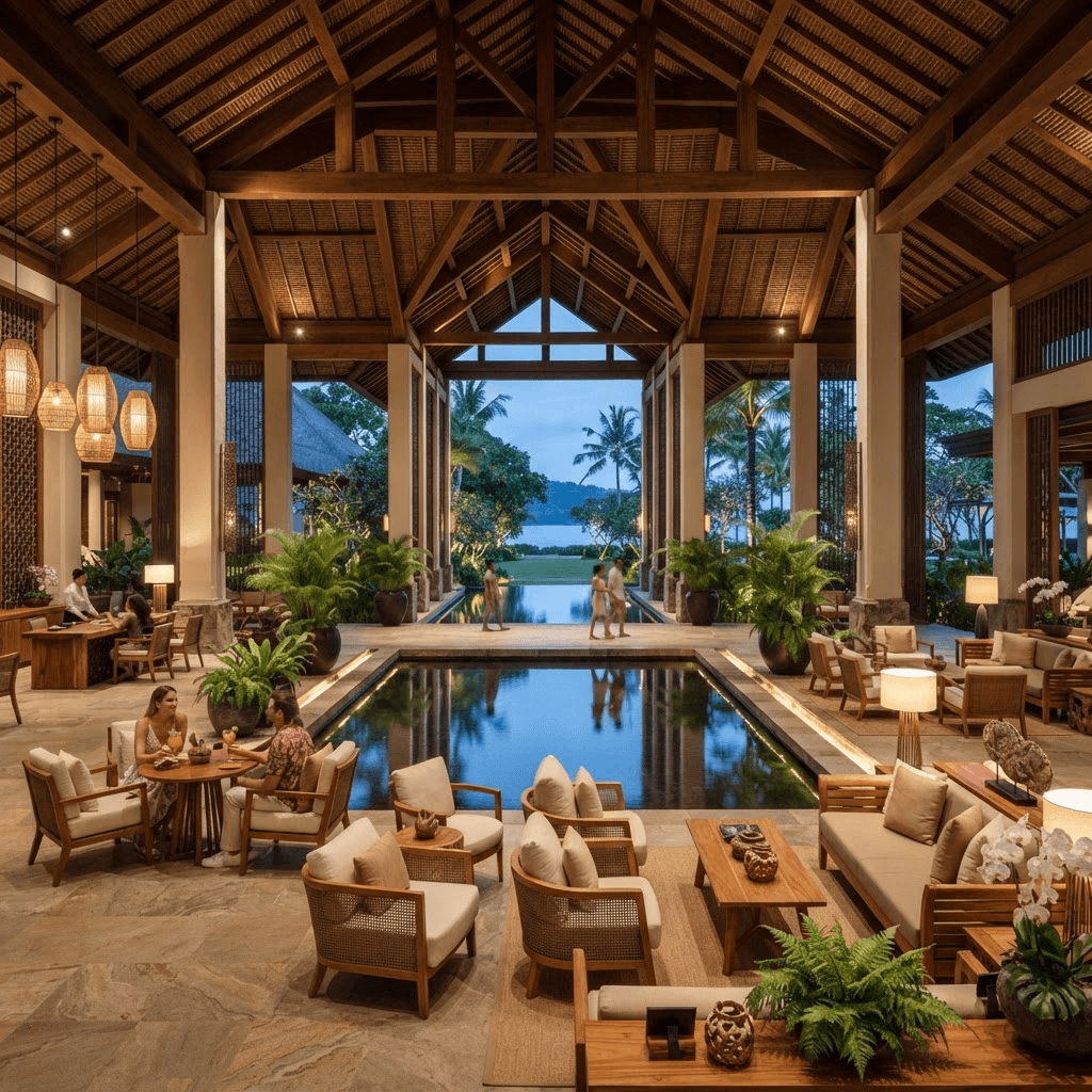 Ambiente premium de resort parceiro Bomgo